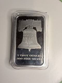 SD Bullion 5 troy Oz .999 Fine Silver Liberty Bell Constitution Bar in Plastic