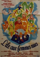 "L'ÎLE AUX FEMMES NUES" Affiche 1953 (Félix OUDART, Lili BONTEMPS) 120x160cm