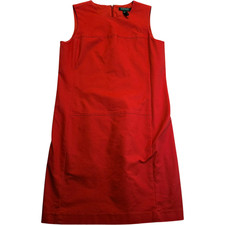 Lauren Ralph Lauren Women's Size 10 Solid Red Sleeveless Shift Zip Dress