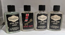 4x Vtg Silver Label After Shave Lotion Miniature Sample Bottles Fuller Brush Co.