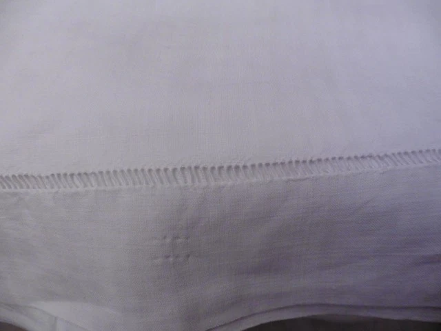 ANCIEN DRAP LIN BLANC"ML"JOURS OURLETS MAIN212X300 CM - Photo 4/4