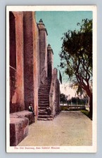Vintage San Gabriel Mission Old Stairway California Postcard