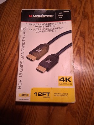 12 FOOT 4K ULTRA HDMI CABLE WITH ETHERNET, HDR 18 GBS BANDWIDTH, ARC