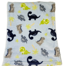 Parents Choice Blue Green Gray Dinosaurs Palm Trees Baby Blanket Fleece 30 x 36