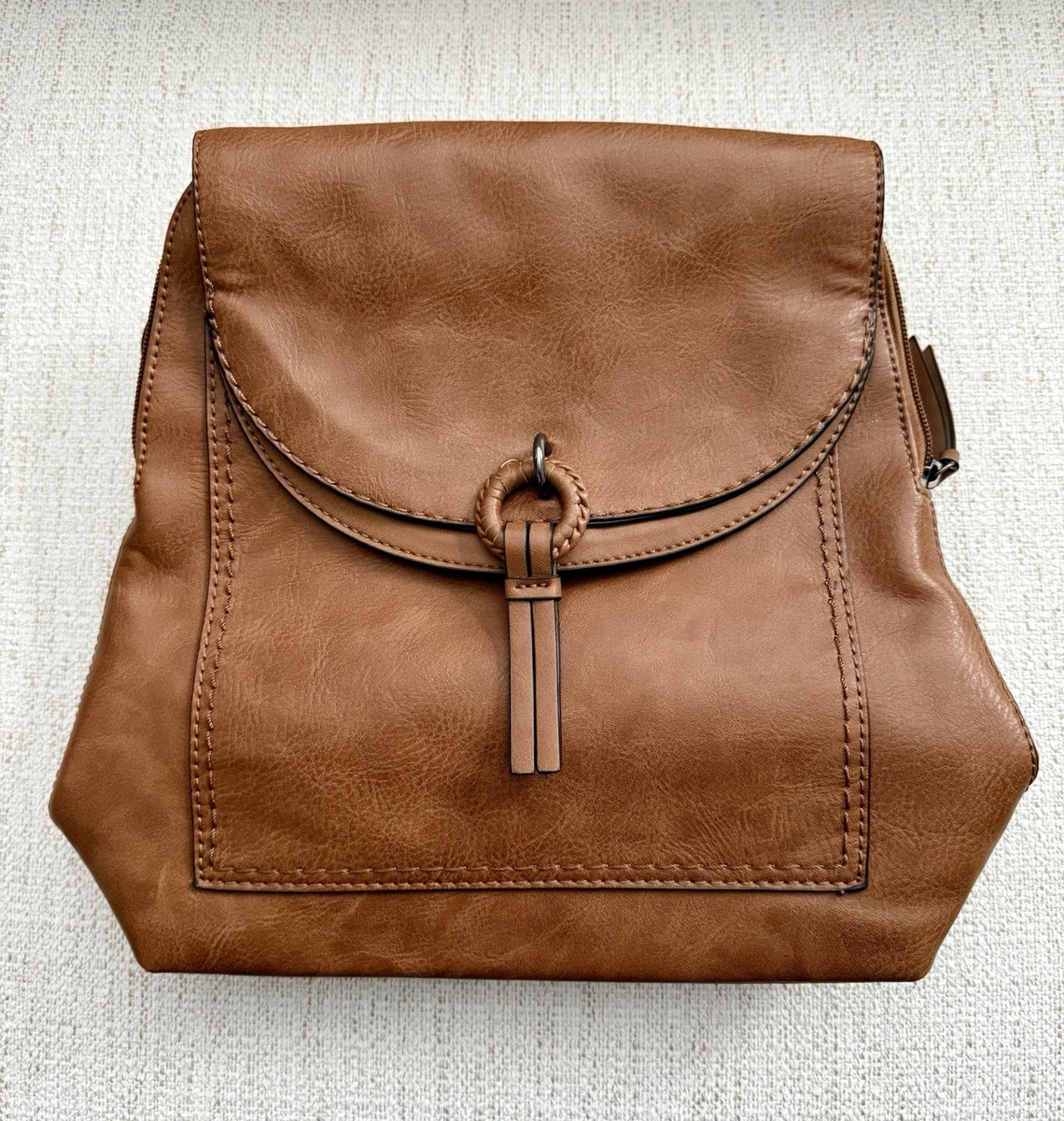 Clarks Pebbled Leather Backpack Brown Multiple In/Out Pockets Handbag School Bag Clarks | Bags | Clark Brown Pebble Leather Back Pack  main image 2