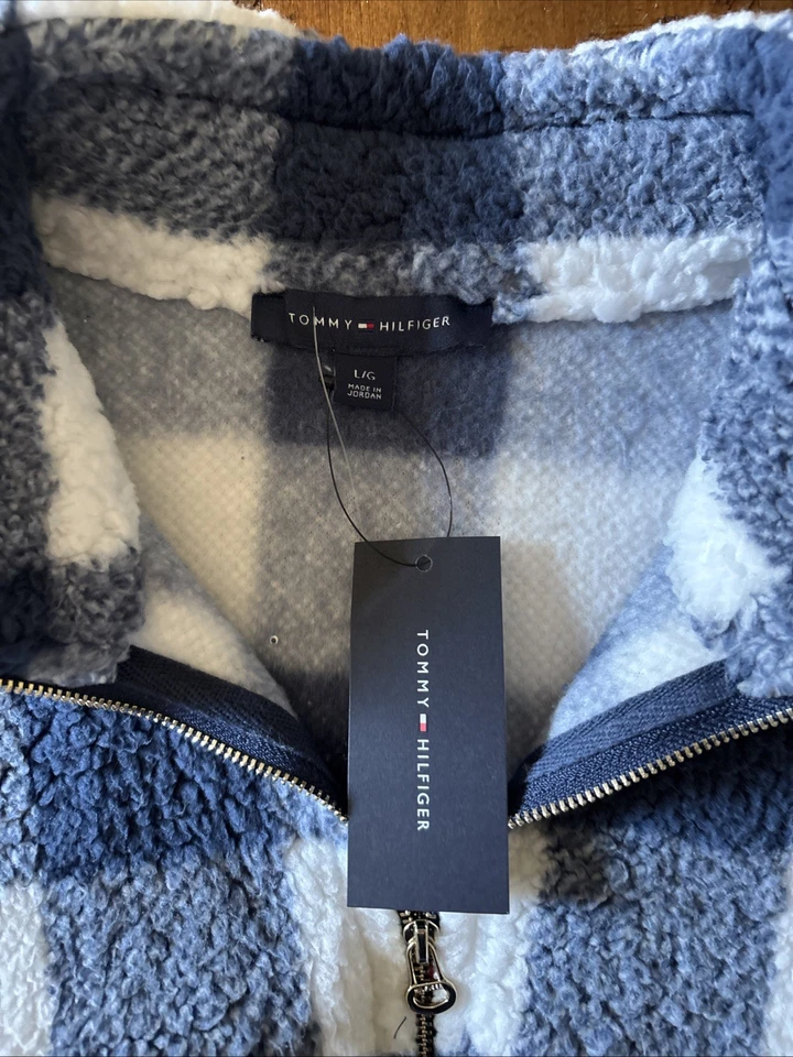 Tommy Hilfiger Damas Azul Cuadros Esponjoso Sherpa Talla Grande Nuevo con Etiquetas Foto 4 de 4
