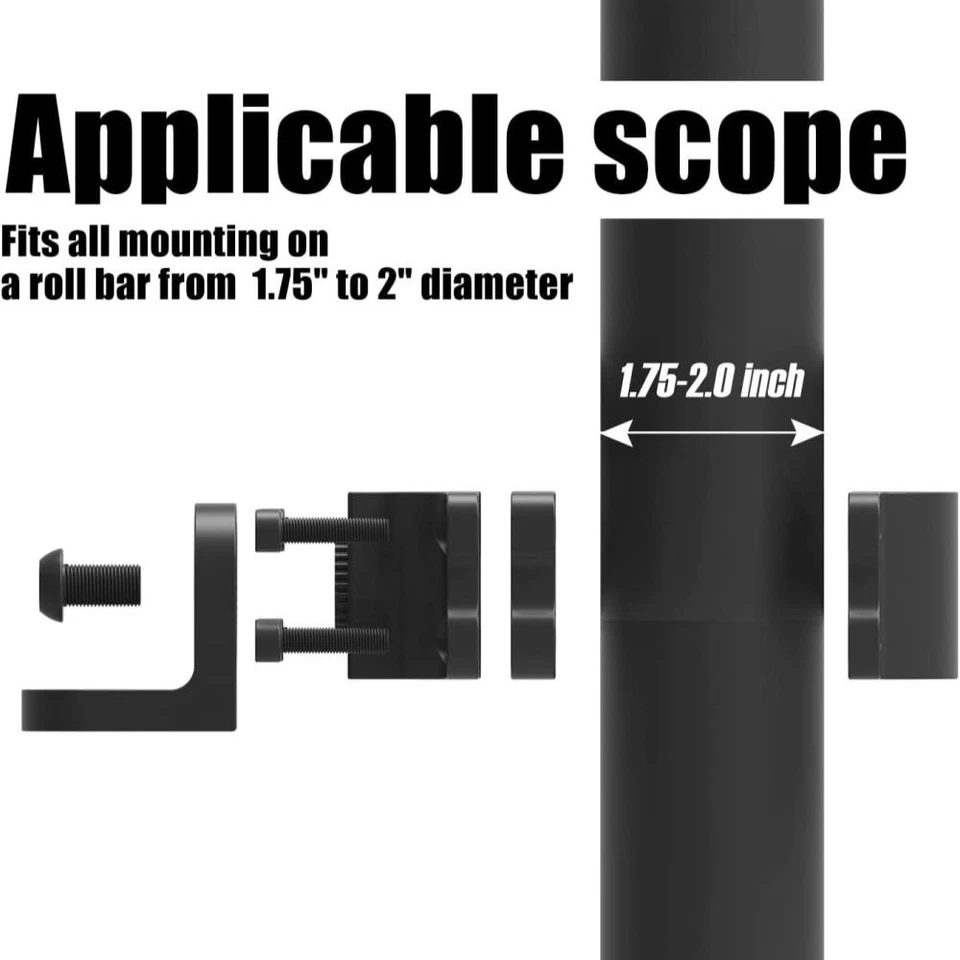 2x Adjustable Flag Mount Bracket for UTV ATV RZR LED Whip Light Bar 1.75" to 2'' - Image 3 of 4