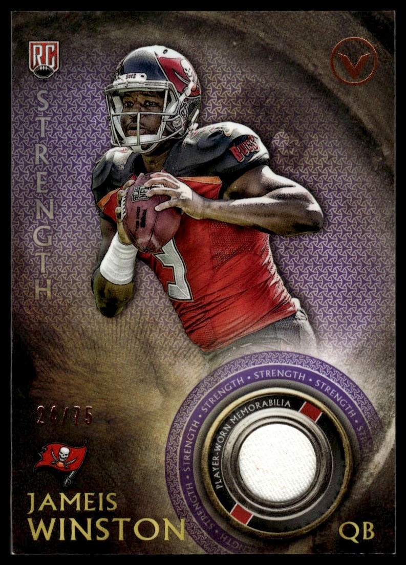 2015 Topps Valor #VRR-JW Jameis Winston Rookie Relics Strength #/75 SN, MEM