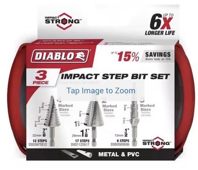 Diablo Impact Step Bit Set 3-Piece | Up to 6X Life | Metal & PVC | DSD0875