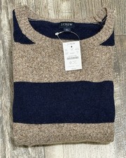 J.CREW Men's Lambswool Blend Crewneck Sweater XL Striped NEW
