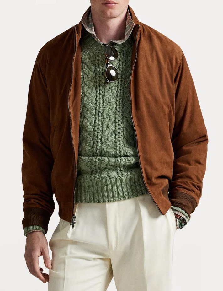 Chaqueta de cuero marrón para hombre de gamuza pura vuelo/bombardero talla XS...
