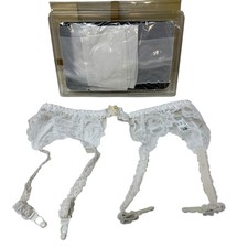 Vintage White Lace Garter Belt with Adjustable Straps and Clips M/L Size
