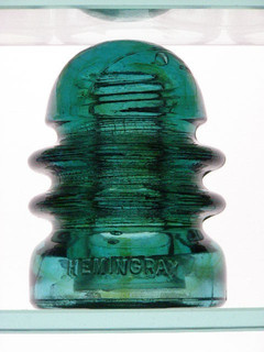 CD 205 Hemingray No. 55 aqua with amber glass "transposition" insulator VNM