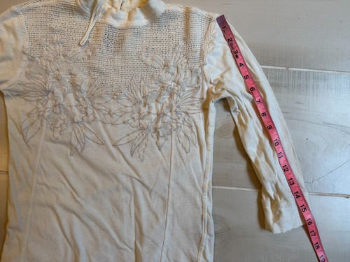 Free People Primrose top cream ivory mesh floral applique shirt size S women's - Picture 3 of 6