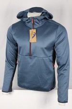 Asics Men's Knit Grid Fleece 1/4 Zip Pullover Hoodie Blue Regular Fit BL317