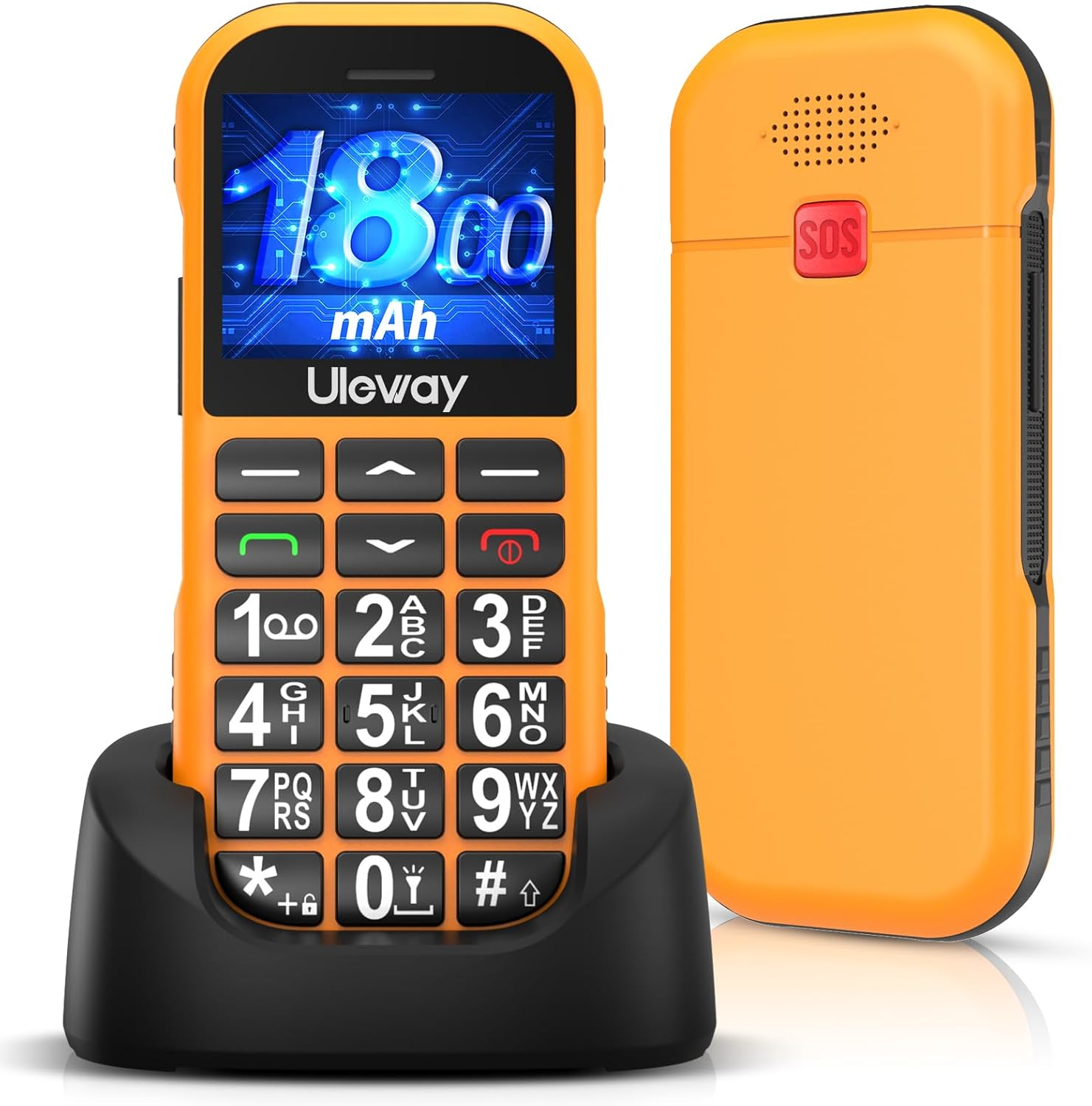 Big Button Mobile Phone for Elderly, GSM Unlocked Senior Mobile Phones with 1800