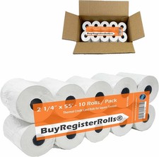 Receipt Paper Roll for Square Terminal Credit Card Machine 2 1/4 x 55 white