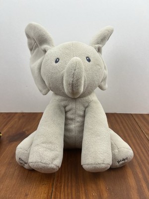 Baby GUND Animated Flappy The Elephant Plush Gray 12'' Peek A Boo Ears Hang Low