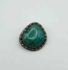 Vintage ISRAEL Filigree 925 Silver & Malachite Eilat-Stone Pin Brooch Pendant