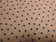 Navy Blue Stars on Tan Cotton Fabric 44" Wide x 36" long