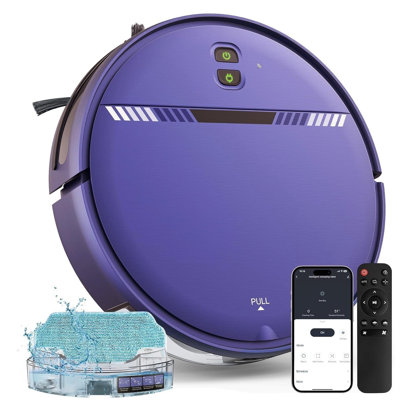 Robot Vacuum and Mop Combo, Robotic Vacuum Cleaner 2 in 1 with WiFi/App/Voice...-image