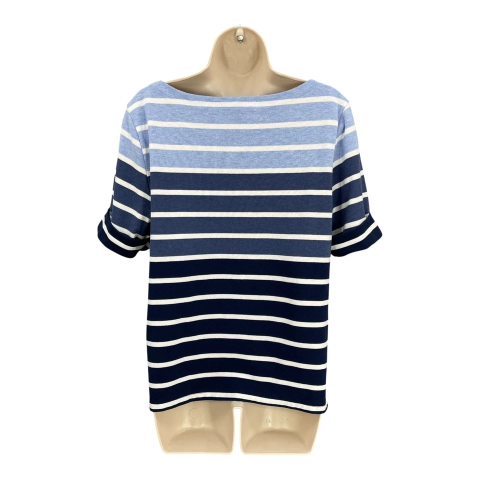Camisa Náutica Karen Scott Mujer Carrera Preppy Old Money Rayas Top Talla XL Foto 2 de 4