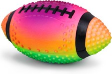 Inflatable Footballs, 9 Inch Rainbow Footballs Rubber Football Toys for Kids Out