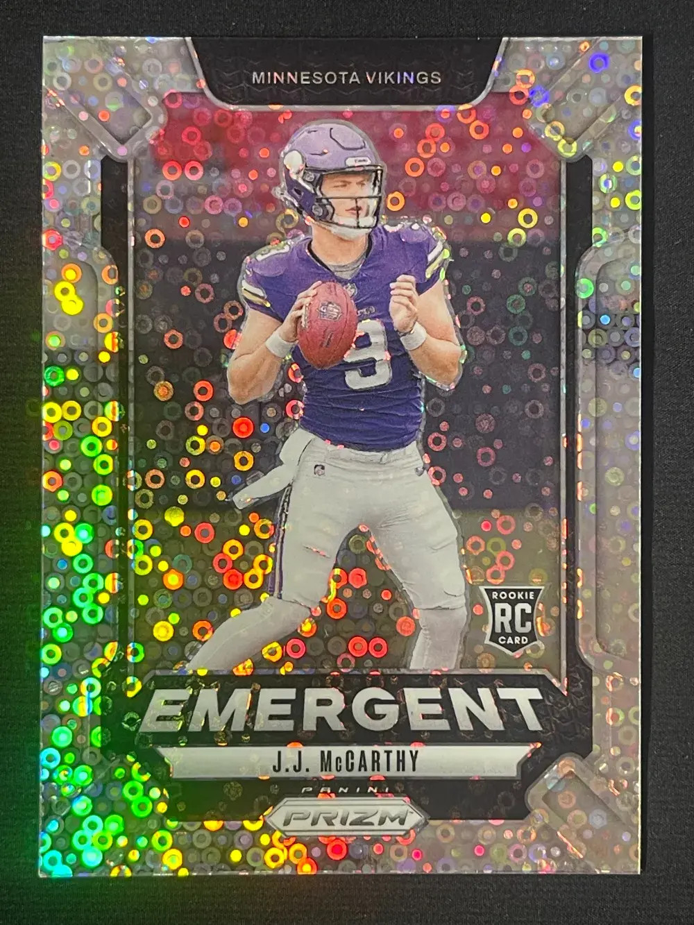 2024 Panini Prizm Emergent No Huddle Disco Silver #19 J.J. McCarthy (RC) YT92