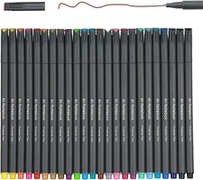 Ai-Natebok Fineliner Color Pens Set, 0.38Mm Fine Tip Pens, Porous Fine Point Mak