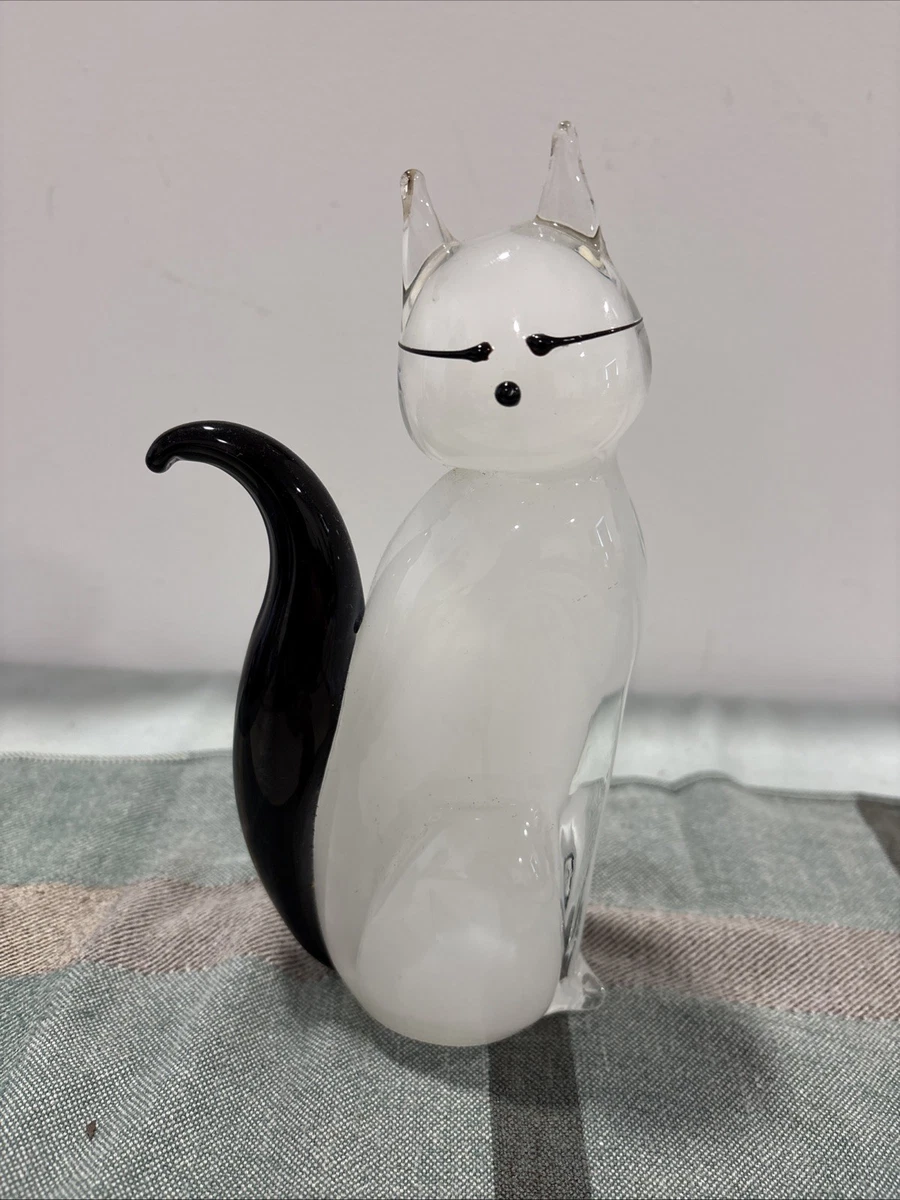 (美品)Murano glass ムラーノガラス　猫の置物職人サイン入り(底) 美品)Murano glass ムラーノガラス 猫の置物職人サイン入り(底) Murano