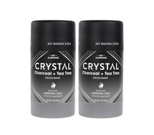 Crystal Deodorant Magnesium Solid Stick, Charcoal  Tea Tree, 2.5 oz, 2-Pack