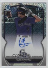 2023 Bowman Draft Chrome Prospect HTA Choice Refractor Cole Carrigg Auto e7b
