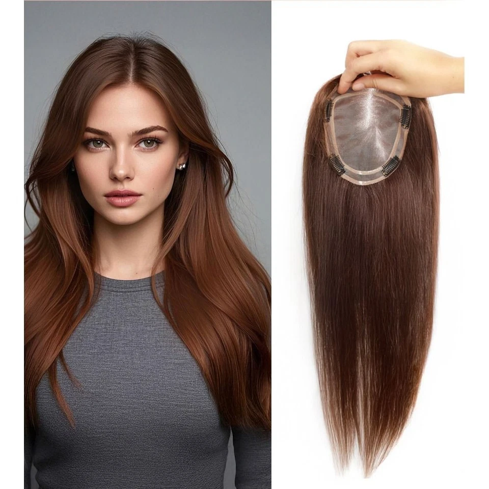 14" 16" 18" Mono Base Rooted Blonde European Virgin Human Hair Toppers 5x6" - Image 2 of 4