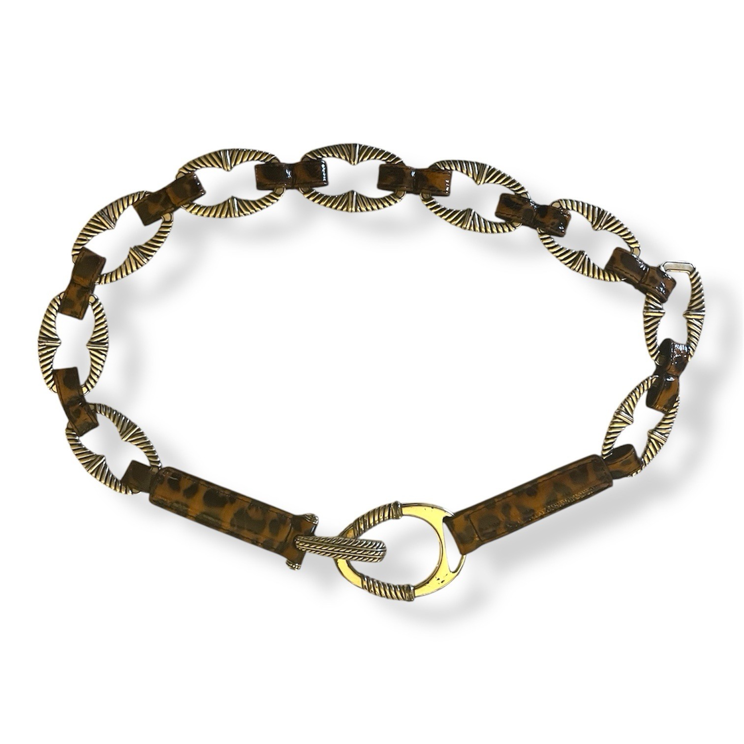 Brighton Leopard Print Chain Link Statement Hip B… - image 1