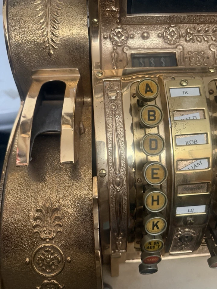 Антикварный национальный кассовый аппарат 1911 модель 452 латунь 972089 оригинальное состояние товара - Изображение 3 из 4