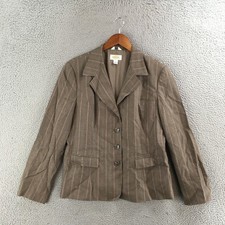 Talbots Blazer Womens 12 Button Front Lined Long Sleeve Casual Brown Pinstripe