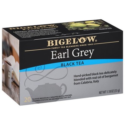 Earl Grey Black Tea Bags, Caffeinated, 20 Count for Refreshing Flavor