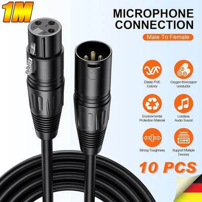 MARKENLOS 10 x cavo DMX 1 m XLR 3 pin cavo DMX512 cavo di segnale per Moving head par luce