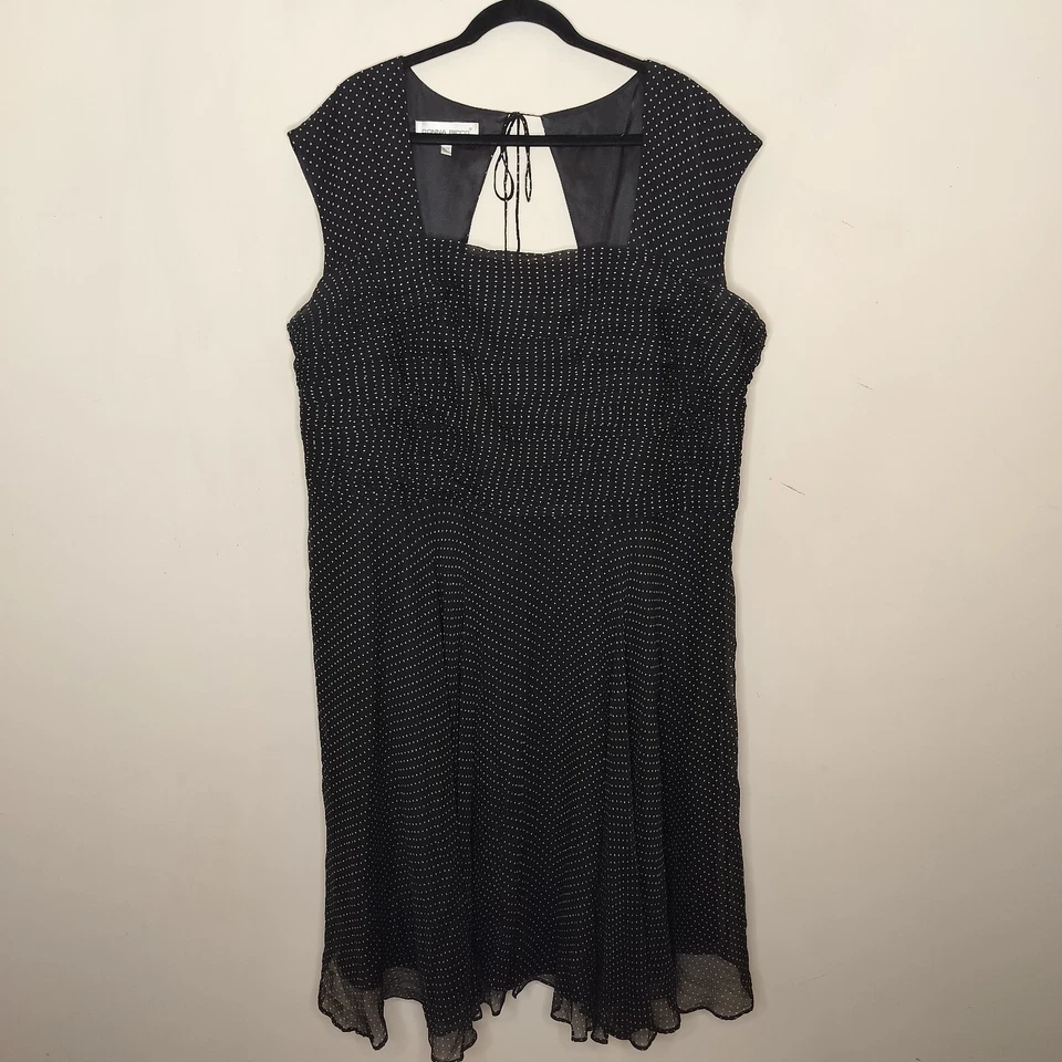 Donna Ricco New York Silk Polka Dot Midi Dress 24W Plus Flowy Retro Y2K Whimsy - Image 2 of 4
