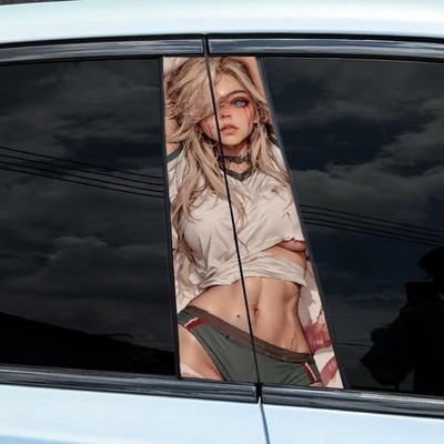 Sexy Beauty Car Center Pillar Sticker B-pillar Protective Film Decor 2pcs Cool