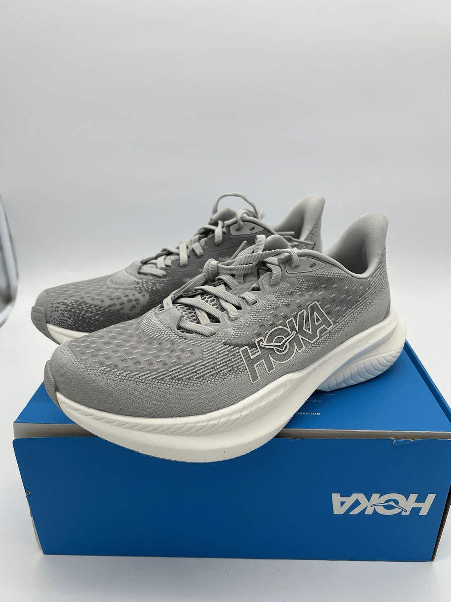 シュウ　0916 Hoka One One Mach 6 Mens 9 Running Shoes Stardust Alabaster Gray