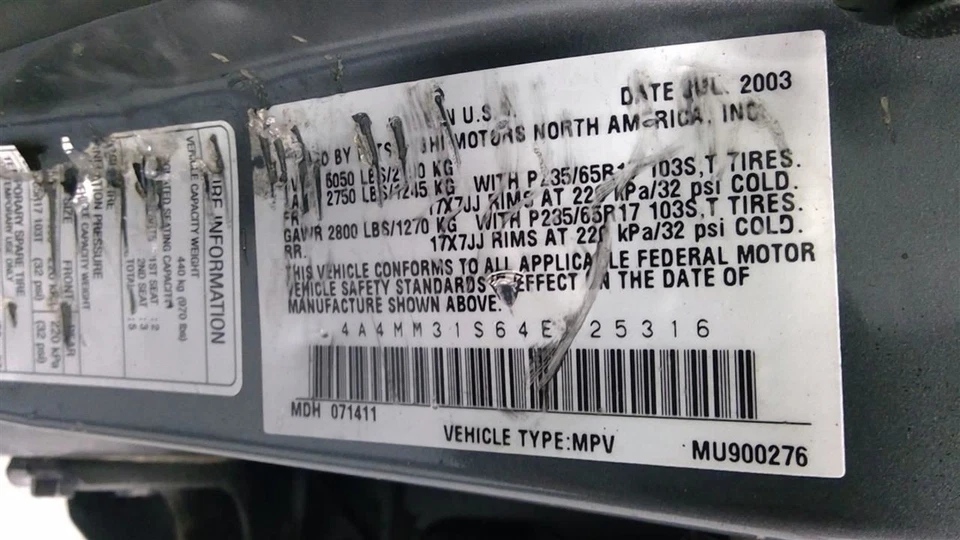 Caja cerebral motor Mitsubishi Endeavor 2004 4x4 MN132653 7912 Foto 4 de 4