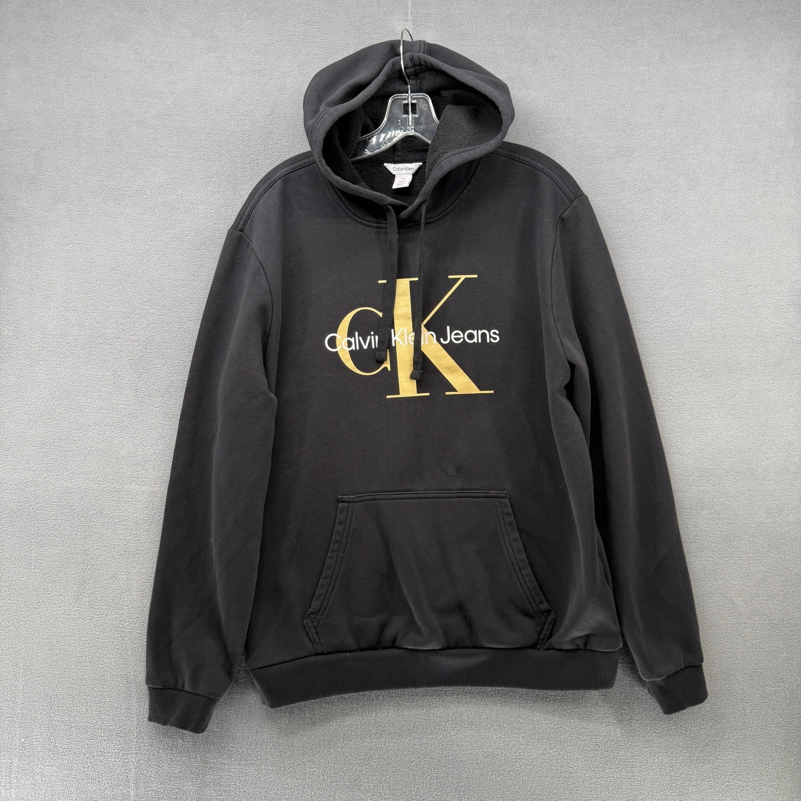 Ck Logo Hoodie Black L Pullover Hooded Sweatshirt Oversized