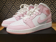 Nike Air Jordan 1 Mid GS Pink Foam / White Fire Red Youth Size 5Y