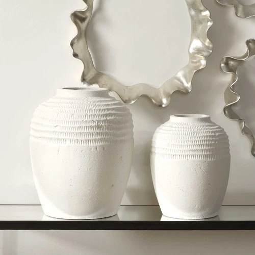 Uttermost 18245 Luna 14" Tall Ceramic Vases - Set of 2 - White - Picture 5 of 6