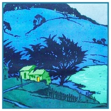 The Green Cove Landscape by Artist Pedro de Lemos Counted Cross Stitch Pattern