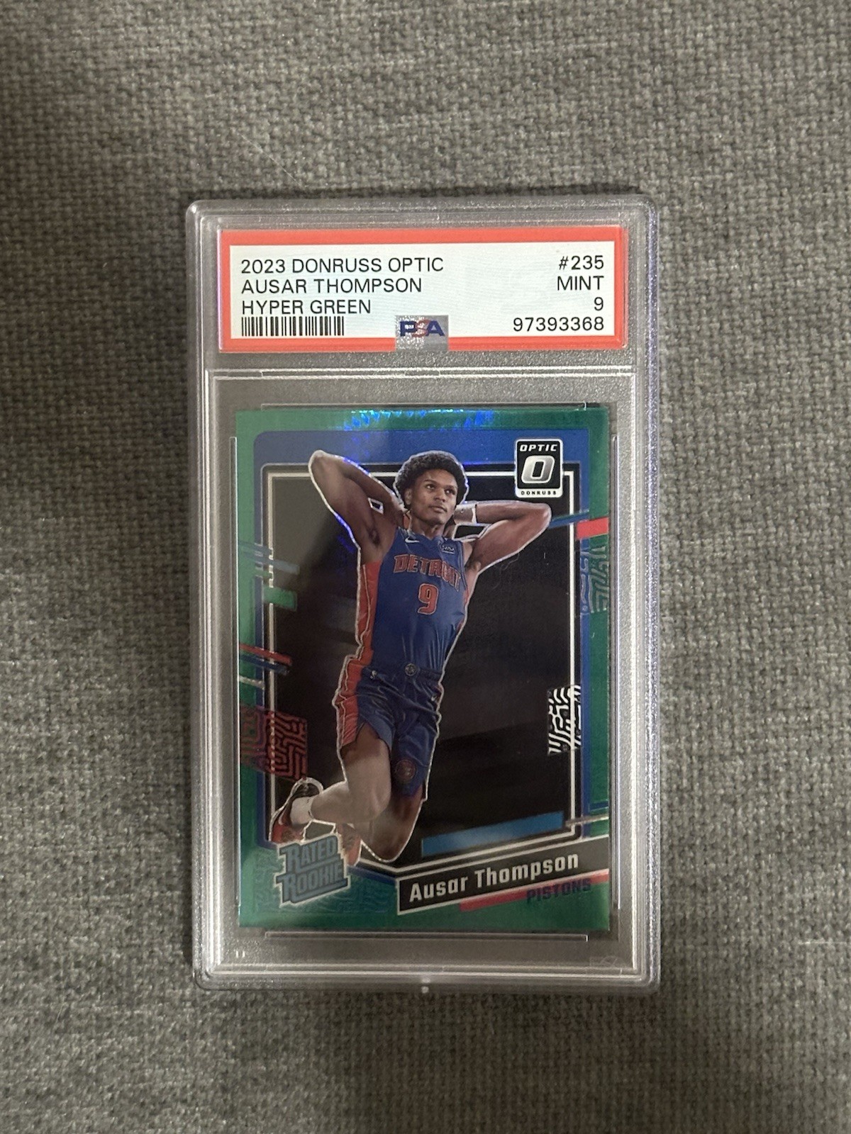 2023-24 Panini Donruss Optic Ausar Thompson Green Hyper Rated Rookie #235 PSA 9