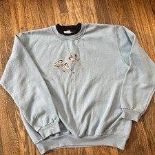 Top Stitch by Morning Sun Pullover Sweater Womens Blue large embroidered VTG 90S