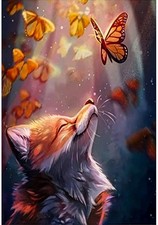 Tomoyuki 5D Diamant Stickerei Leinwand Bild Fuchs Lichterkette