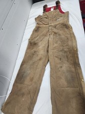 VTG CARHARTT Mens Quilted Lined Double Knee Front Bib Overalls USA Heavy See Pic